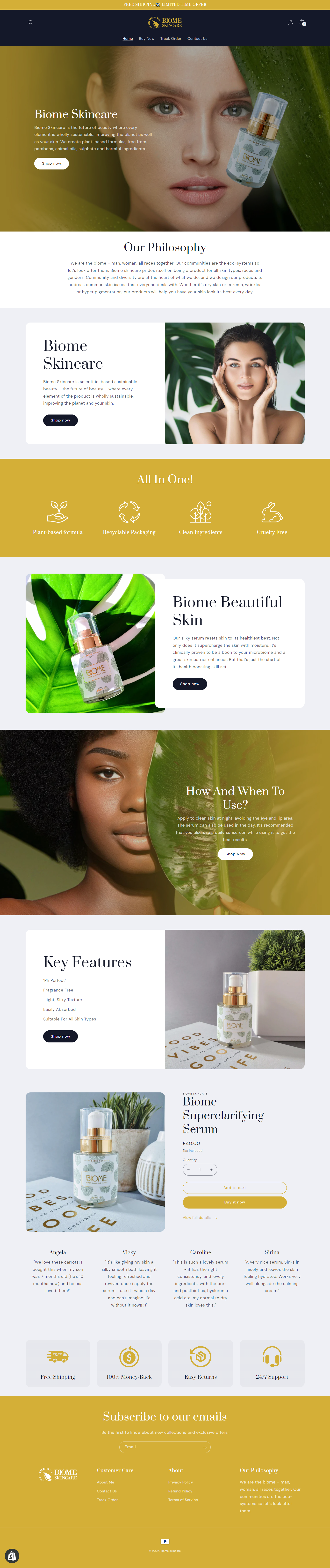 biome skincare myshopify full page screenshot