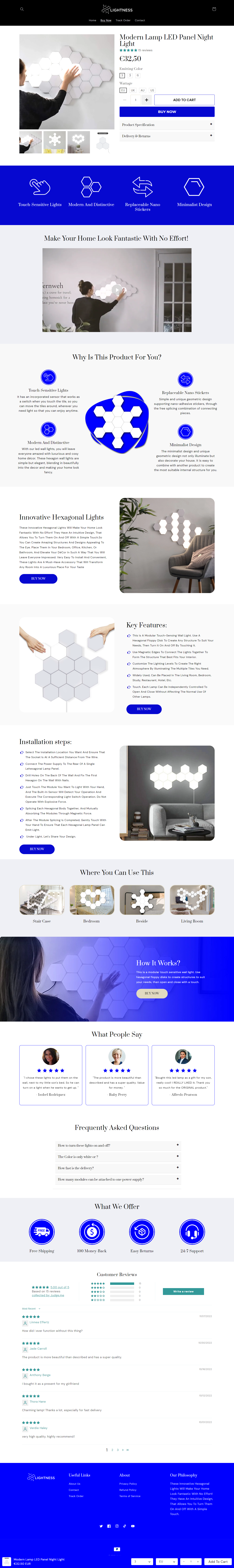 Myshopify Products Modern Lamp Led Panel Night Light Magnetic Hexagons Modular Touch full page screenshot